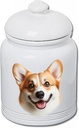 Corgi Cardigan Fawn/White - Best of BreedDog and Cat Ceramic Treat Jar 9" Tall Air Tight Seal All White