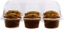 [100 Pack] Clear Plastic 6 Compartment Muffin Containers - Disposable Clear Cupcake Boxes - 6 Cavity Holders with Hinged Design - Half Dozen Cupcake Carrier Durable Holder - Disposable Deep Plastic Cupcake Containers - Bakery, Takeout, Wedding, Party