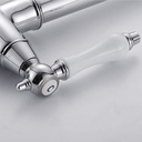 Kitchen Tap 360 ° Rotation High Arc Pull Out Tap Commercial Single Ceramic Double Handle Basin Hot and Cold Water Faucet Bathroom Sink Faucet,