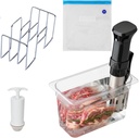 Sous Vide Container - 6qt Water Bath with Lid, Rack, Vacuum Bags & Hand Pump - 12.8 x 7.9 x 6.9 Inch Sous Vide Kit Slow Cooker Container for Precision Cooking at Home