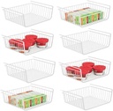 8 PACK Hanging Under Shelf Storage Basket Kitchen Cabinet Organizer Storage, Slides Under Wire Shelves for Counter Pantry Desk Bookshelf, White