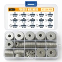 250 Pcs Metric Stainless Steel Fender Washers Assortment Kit – Flat Washers Set for Screws & Bolts, 304 Stainless Steel, Assorted Sizes M3, M4, M5, M6, M8, M10 and M12