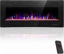 Crzoe 42 Inch Electric Fireplace Insert, in-Wall Recessed and Wall Mounted Heater with Timer, Control by Touch Panel and Remote, Adjustable Flame Color and Speed, 750W/1500W