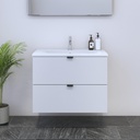 Meble Furniture INES 2S 80 32''Floating Bathroom Vanity - Modern Bathroom Vanity with Single Sink - Vanity with Spacious Storage for Bathroom - Contemporary and Unique Bathroom Sink Vanity - White