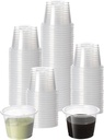 HOMIP 200Pcs 1oz Disposable Plastic Portion Cups (No Lids), Small Mini Sauce Cups for Portion Control, Salad Dressing Cups, Airtight and Stackable Condiment Cups for Party, Holiday and Daily Use