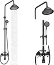 BWE Shower Fixture Matte Black Triple Function with Adjustable Hand Sprayer and Tub Spout High Pressure Rainfall Shower Head Fixture Wall Mount Complete Set