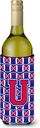 Caroline's Treasures CJ1076-ULITERK Letter U Football Harvard Crimson and Yale Blue Wine Bottle Hugger Bottle Cooler Sleeve Hugger Machine Washable Collapsible Insulator Beverage Insulated Holder