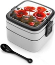 Bento Box for Adult Poppy Flowers Vivid Petals Bento Lunch Box with 2 Compartments Stackable Lunch Container Reusable Food Storage Container Meal Prep Snack Containers
