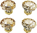 Crystal Cabinet Knobs Gold Drawer Knob Handles Decorative Glass Cupboard Pulls Champagne Color Home Kitchen Decor Flower Shape 4 Pack
