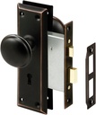 Prime-Line E 2495 Mortise Keyed Lock Set with Classic Bronze Knob – Perfect for Replacing Broken Antique Lock Sets and More, Fits 1-3/8 In.-1-3/4 In. Interior Doors (Single Pack)