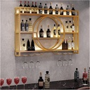 Wall-Mounted Wine Rack With Wine Glass Holder,LED-Lit Shelves For Wine Storage,Liquor Shelf,Wine Glasses & Bottle Display,Strong Iron Metal Stand In Gold/Black,For Kitchen Bar Cellar Home Decor