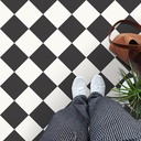 MORCART 40Pcs Peel and Stick Floor Tile, 7.87"x 7.87" Vinyl Flooring Waterproof, DIY Flooring for Bathroom, Kitchen, Fireplace, Pet House, Stairs, Bedrooms, Wall Black White