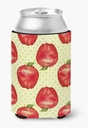 Caroline's Treasures BB7516CC Watercolor Apples and Polkadots Can or Bottle Hugger Cooler Washable Drink Sleeve Collapsible Beverage Insulated Holder, Can Hugger, Multicolor