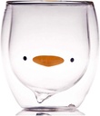 HwaGui - Personal Double Wall Glass Cup, Cute Duck Mug, Milk, Coffee, Tea Cups for Birthday Present, 250ml/8.4oz