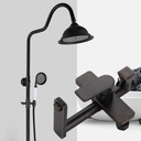 Shower Set Household Retro Brass Shower Faucet Hot and Cold Shower Set 20cm Round Top Spray Shower System 3 Modes Lift Black Beautiful Practical