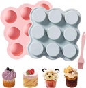 3 Pcs Silicone Air Fryer Egg Pan Reusable Air Fryer Egg Mold,Non-Stick Air Fryer Baking Pan 9 Cavity Silicone Muffin Pans for Pan Air Fryer Accessories, 3.8