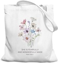 Bible Floral Canvas Tote Bag for Women Girls Gifts Cute Small Travel Work Tote Bags Reusable Grocery Shoulder Bags