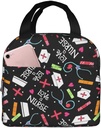 Nurse Lunch Box for Women Men Adults, Reusable Nurse Tote Bag Portable Insulated Lunch Bag for Work Picnic Camping