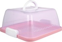 Healifty Portable Square Cake Storage Box with Handle Transparent Thickened Plastic Cake Carrier Food Preservation Container with Lid Reusable