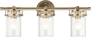 Kichler, Brinley 24" 3 Light Vanity Light with Clear Glass in Champagne Bronze for Bathroom and Powder Room, (24" W x 10.25" H), 45689CPZ