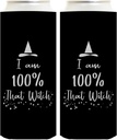 Halloween Decorations Indoor I am 100% That Witch 2-Pack Ultra Slim Can Thermocoolers