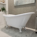 DreamLine Atlantic 61 inch L x 28 inch H Acrylic Clawfoot Bathtub with White Finish