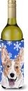 Caroline's Treasures SC9768LITERK Cardigan Corgi Winter Snowflakes Wine Bottle Hugger Bottle Cooler Sleeve Hugger Machine Washable Collapsible Insulator Beverage Insulated Holder