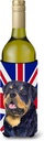 Caroline's Treasures SS4966LITERK Rottweiler with English Union Jack British Flag Wine Bottle Hugger Bottle Cooler Sleeve Hugger Machine Washable Collapsible Insulator Beverage Insulated Holder