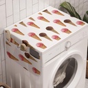 Lunarable Ice Cream Washing Machine Organizer, Oil Painting Style Strawberry Sundae Chocolate Flavor in Waffle Cones, Anti-slip Fabric Cover for Washers and Dryers, 47" x 18.5", Brown Pale Brown Pink