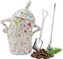 Canister with Attitude, 28oz Cookie Jar, Coffee Container, Loose Leaf Tea Storage, Can Hold Coffee Tea Spice and Candy,with 2spoon (Colorful)