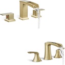 Brushed Gold Tub Faucet Set 2 Handle Waterfall Faucet for Bathtub, High Flow Roman Bathtub Faucet, 3 Hole High Flow Roman Tub Faucet, 6-16 Inch Widespread Deck Mount Tub Faucets
