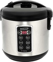 Brentwood 7-Function Smart Rice Multi-Cooker – Food Steamer, Slow Cooker, Sauté, Keep Warm, and 15hr Delay Timer with Spatula and Measuring Cup, Stainless Steel (10 Cups Cooked / 5 Cups Uncooked)