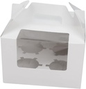 10pcs 4 Windowed Cupcake Boxes Cupcake Liners Cupcake Containers Cup Cake Holders with Lid Cupcake Stand Cake Carriers Cupcake Cake Storage Cupcake Boxes with Handles White/463