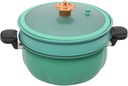 Miniature Pressure Cooker, 8 Liter/2.11 Gallon Pumpkin-Shaped Pressure Cooker with Glass Lid and Steamer Basket, Fast and Even Heating for Soups, Rice and Stews, Safe and Easy to Clean (Green)