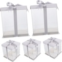 5pcs Clear Cake Packaging Boxes Lid Transparent Bakery Display Containers for Birthday Wedding Shower Food-safe Material Easy to Assemble