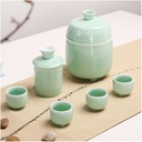 Ceramic Japanese Sake Set With Warmer Gift Box,6 Pieces Retro High-Grade Porcelain Crafts Sake Cup With 4 Sake Cups,1 Sake Pot,Best Gift for Family and Friends green