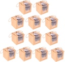 HEALLILY 12pcs Handheld Cupcake Boxes Window for Bakery Treats for Birthday Wedding and Party Desserts Lightweight Paper Packaging Cases