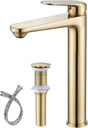 Brushed Gold Bathroom Vessel Faucet Single Handle Tall One Hole Lever Bath Lavatory Faucet Basin Mixer Tap Commercial Brass Gudetap GT7897BGH
