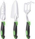 Garden Tools Set, 3 Pack Heavy Duty Gardening Tools Set Include Garden Shovel, Transplant Trowel and Hand Rake with Ergonomic Non-Slip Handle, Aluminum Alloy Lawn and Garden Hand Tools for Planting