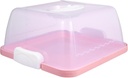 STOBAZA Thickened Portable Cake Storage Box with Lid Transparent Pink Square Plastic Holder for Birthday and Dessert Cakes Secure Packaging for Weddings Parties and Celebrations