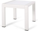 Great Deal Furniture Giovanna Coral Outdoor Aluminum Side Table with Glass Top, Matte White and White Finish (309104)