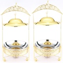 Buffet Food Warmer Set - Stainless Steel Frying Pan with Hanging Lid for Buffet, Buffet Utensils and Warmer Equipment, Stainless Steel Buffet Crock Pot, Buffet Tea Tray Set(Size:8.0L,Color:Gold)