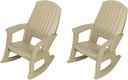Semco Plastics Rockaway Heavy-Duty All-Weather Plastic Outdoor Porch Rocking Chair for Home Deck and Backyard Patios, Tan (2 Pack)