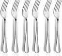 Dinner Forks, Set of 6 Top Food Grade Stainless Steel Silverware Forks, Flatware Set,8 Inches, Mirror Finish & Dishwasher Safe, New Apartment Essentials Cutlery Set
