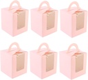 Mikinona 50pcs Window Cupcake Boxes Portable Single Design Cake Containers for Muffins Baked Goods Party Supplies Cover for Easy Viewing Secure Packaging