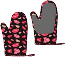 Lips Silicone Insulated Oven Mitts,Oven Glove High Heat Resistant,for Cooking Barbecue,Microwave
