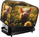 Sunflower Pig Pattern Toaster Cover 2 Slice Washable Bread Maker Cover Decorative Kitchen Small Appliance Covers Dust Protection Stain Resistant Bread Machine Protector with Top Handle