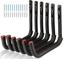 Garage Storage Ladders Hooks, 6 Pack Heavy Duty Utility Hanger, 9.8IN Wall Mount Rack Safely Holds 50 Pounds
