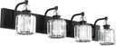 Ralbay Black Crystal Vanity Light Fixtures 4 Light Crystal Bathroom Vanity Lights Fixtures Over Mirror Modern Matte Black Bath Wall Lights
