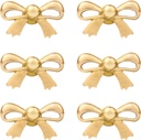 Indian Shelf 6 Pieces Brass Gold Bow Drawer Knobs for Kitchen Cabinet Hardware Nursery Door Decorative Tie Kids Dresser Knobs Pulls Premium Vintage